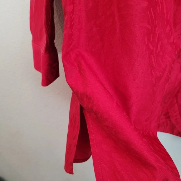 Chico's Women's Button-Up Tunic Top Size L Red 100% Cotton Long Sleeves Collared - Picture 10 of 14